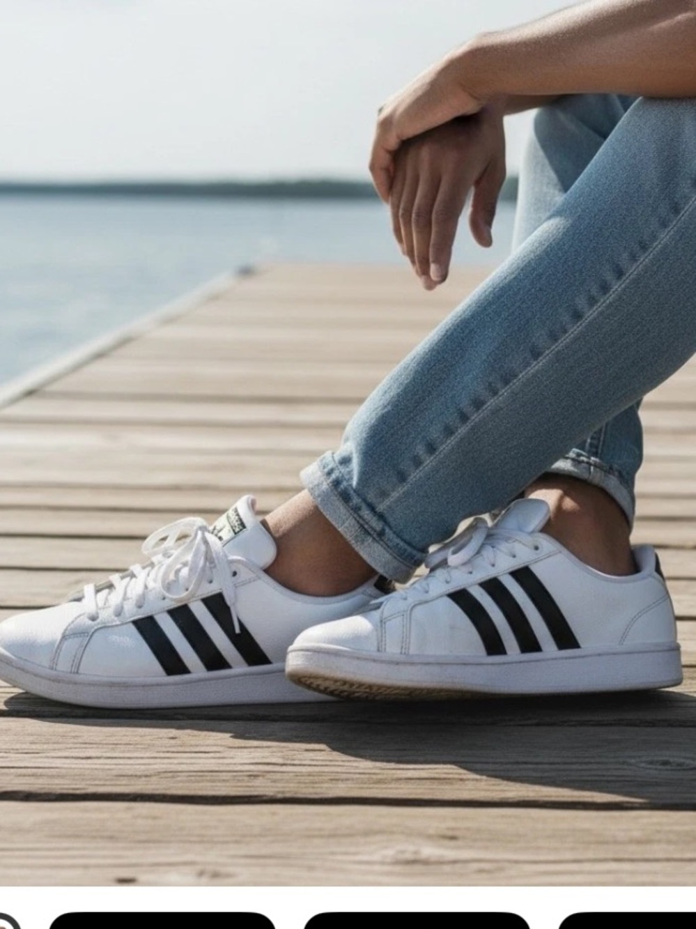 adidas White Sneakers with Black Three-Stripes